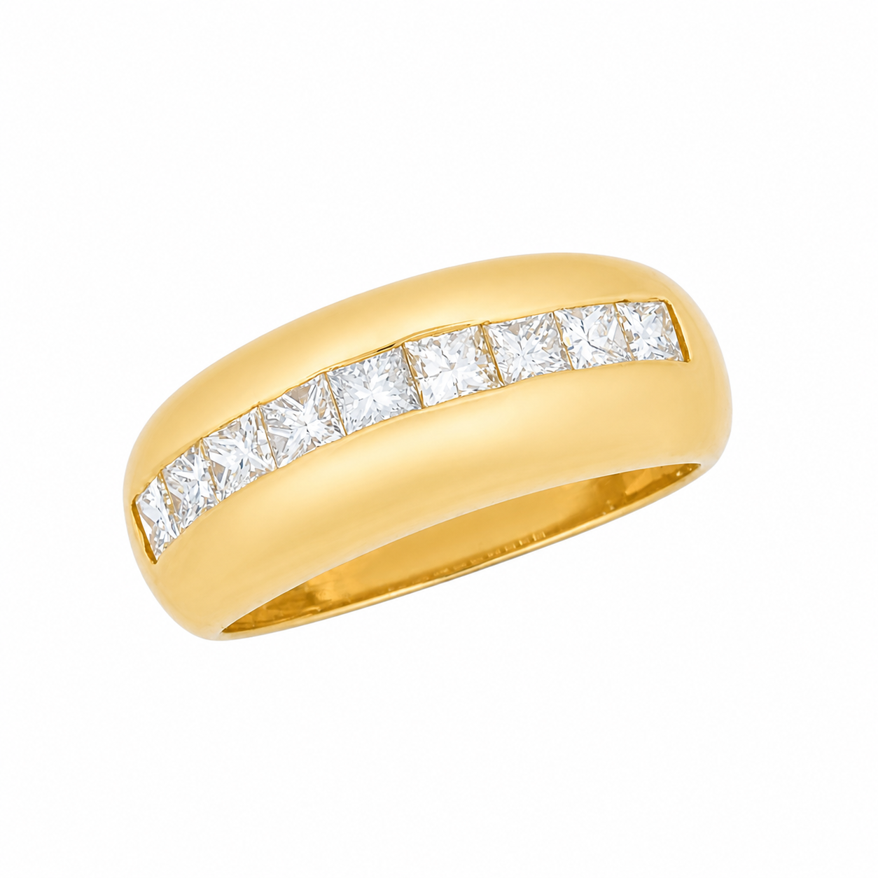 Bague en or jaune sertie de diamants - Les Amoureux au Kiosque Peynet