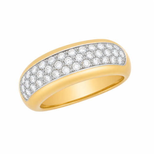 Bague en or jaune sertie de diamants - Les Amoureux au Kiosque Peynet