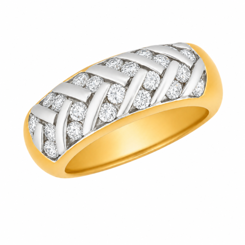 Bague en or bicolore sertie de diamants - Les Amoureux au Kiosque Peynet