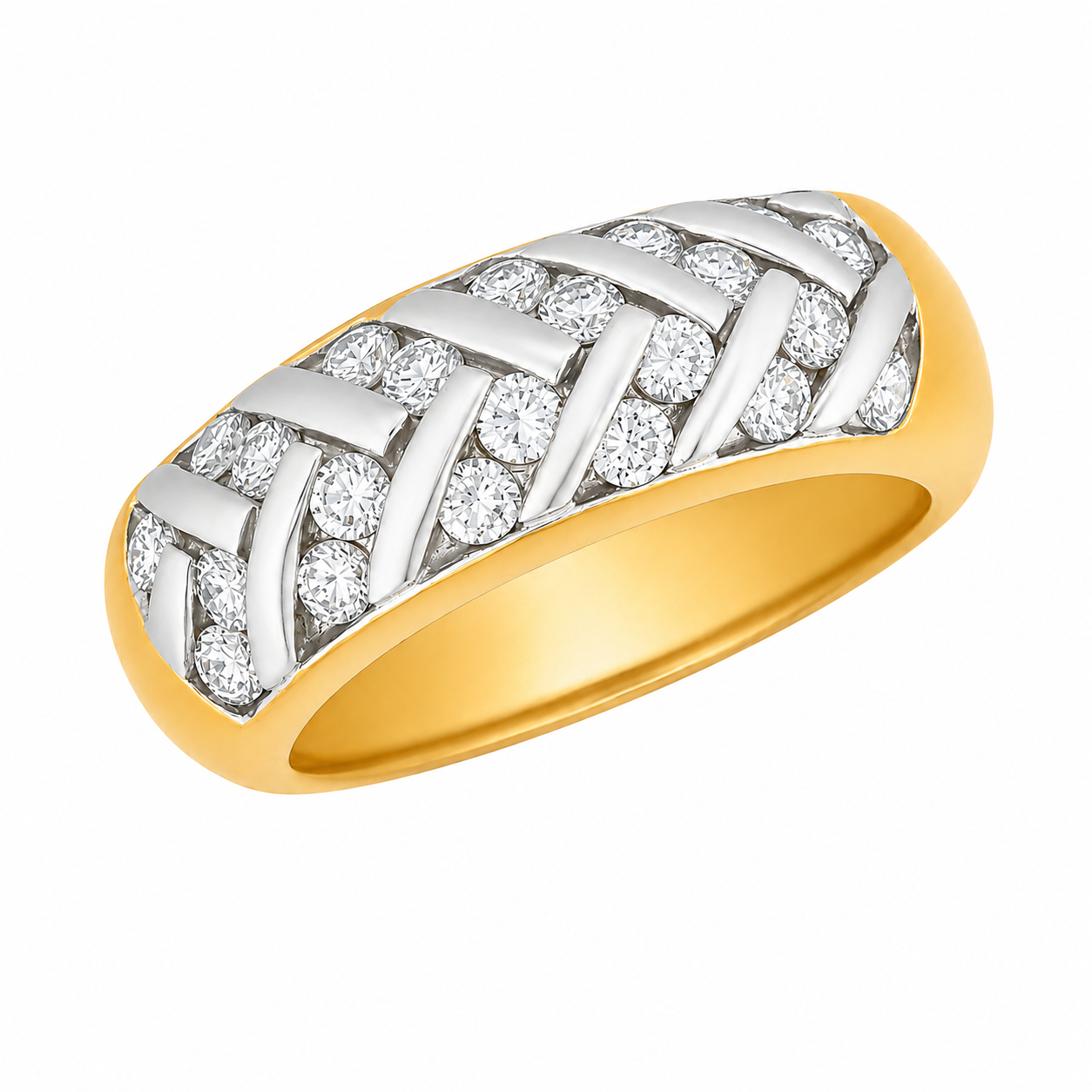 Bague en or bicolore sertie de diamants - Les Amoureux au Kiosque Peynet