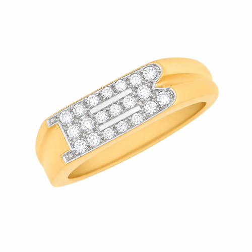 Bague en or jaune sertie de diamants - Les Amoureux au Kiosque Peynet