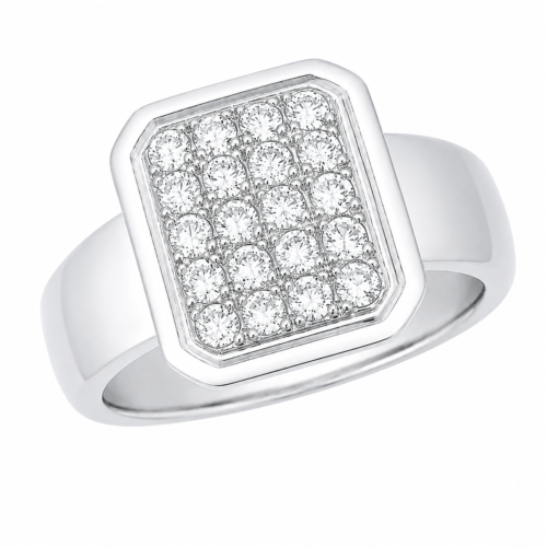 Bague en or gris sertie de diamants - Les Amoureux au Kiosque Peynet