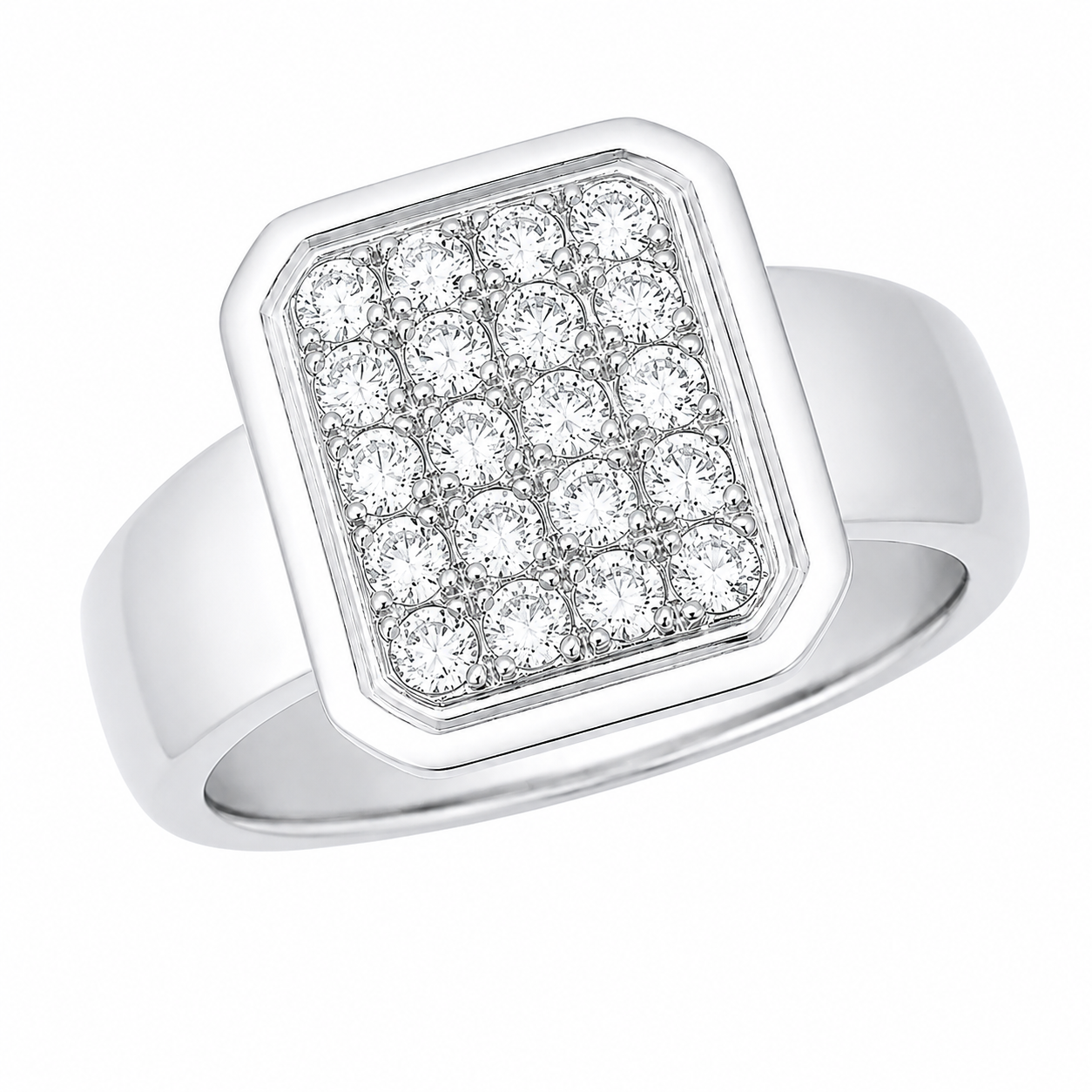 Bague en or gris sertie de diamants - Les Amoureux au Kiosque Peynet