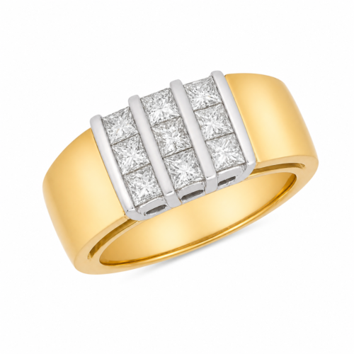 Bague en or bicolore sertie de diamants - Les Amoureux au Kiosque Peynet