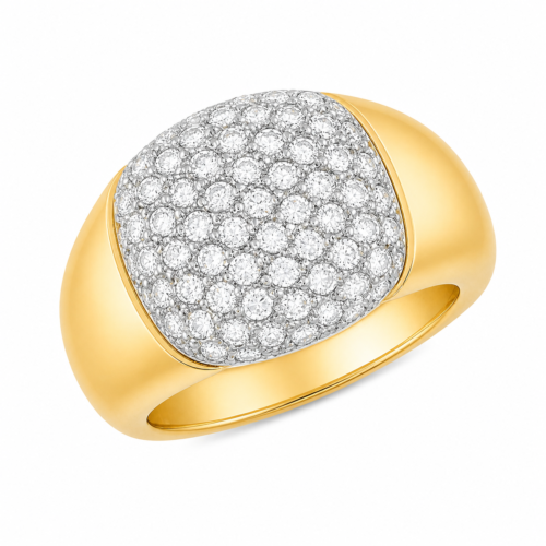 Bague en or jaune sertie de diamants - Les Amoureux au Kiosque Peynet
