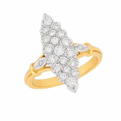 Bague en or jaune sertie de diamants de forme ovale - Les Amoureux au Kiosque Peynet