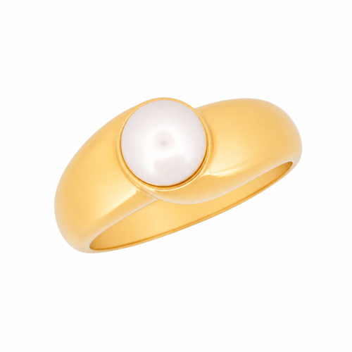 Bague en or jaune avec perle - Les Amoureux au Kiosque Peynet