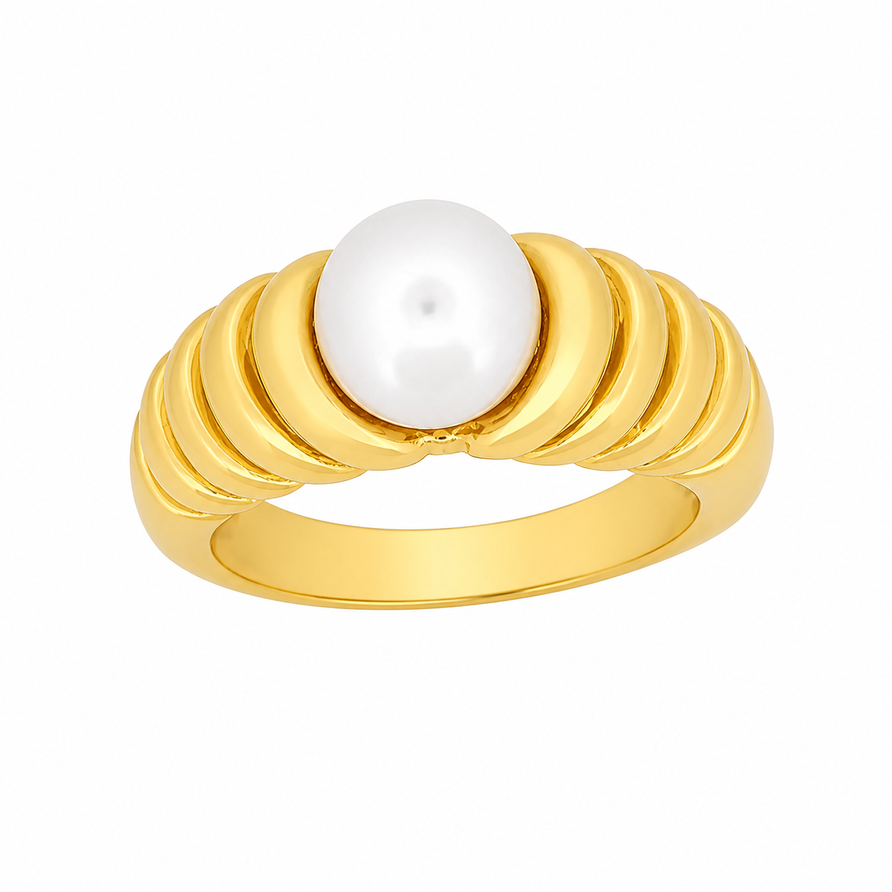 Bague en or jaune avec perle - Les Amoureux au Kiosque Peynet