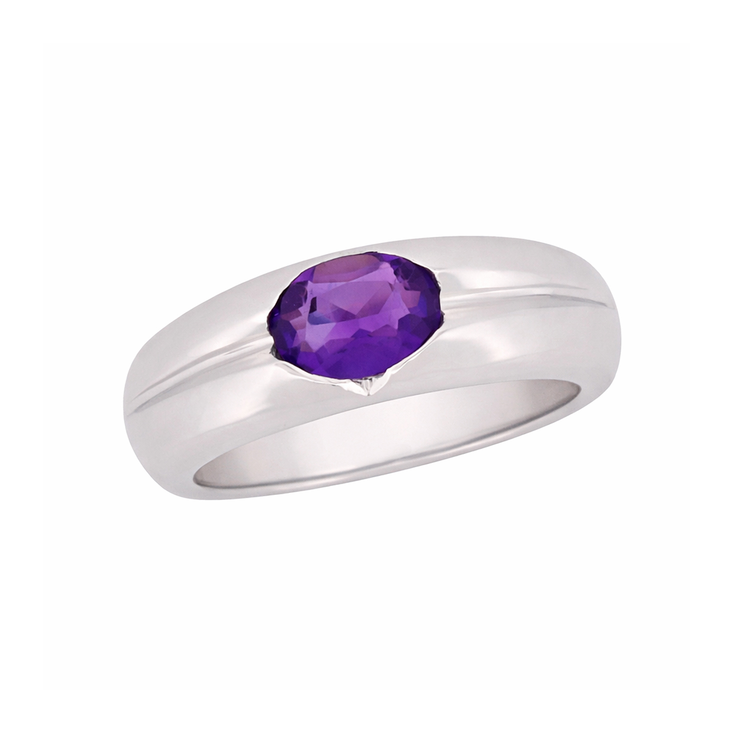 Bague en or gris avec améthyste violette - Les Amoureux au Kiosque Peynet