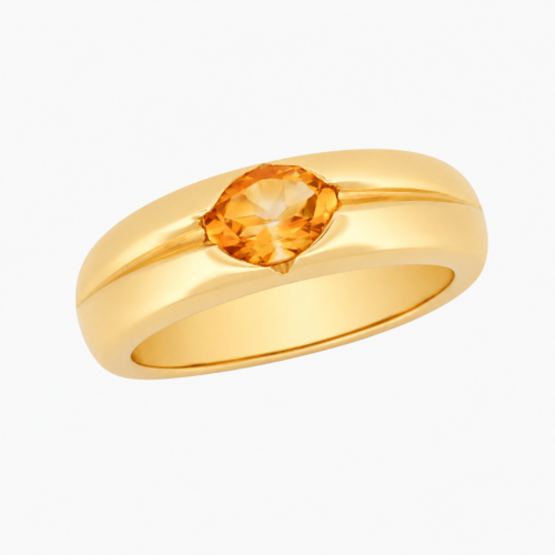 Bague en or jaune sertie d'une citrine - Les Amoureux au Kiosque Peynet