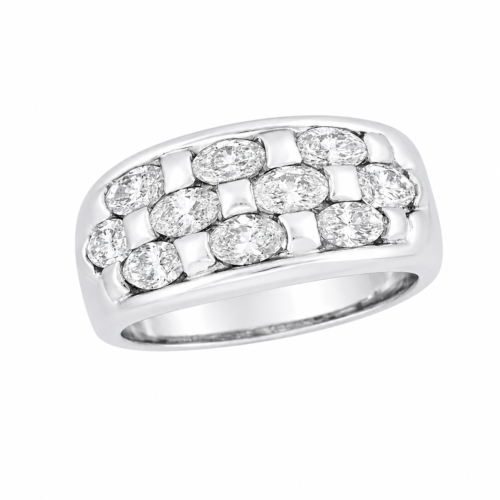 Bague en or gris sertie de diamants - Les Amoureux au Kiosque Peynet