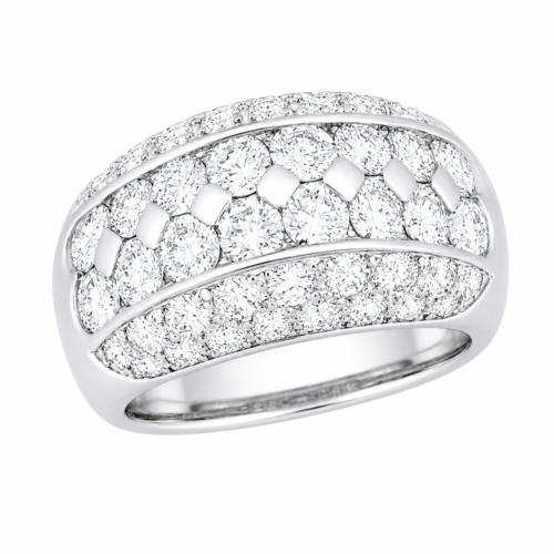 Alliance en or gris sertie de diamants - Les Amoureux au Kiosque Peynet