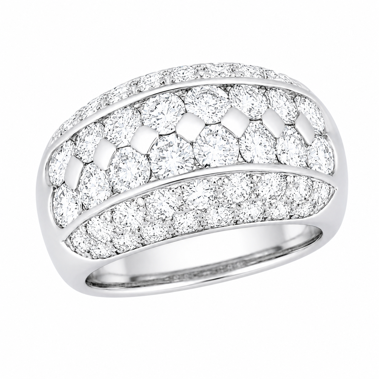 Alliance en or gris sertie de diamants - Les Amoureux au Kiosque Peynet